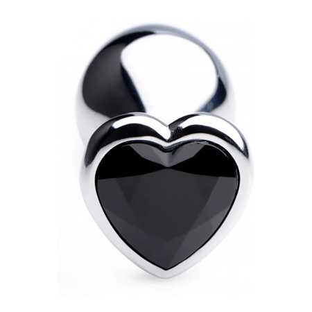 Black Heart Medium Anal Plug Aluminum Alloy Weighted Design