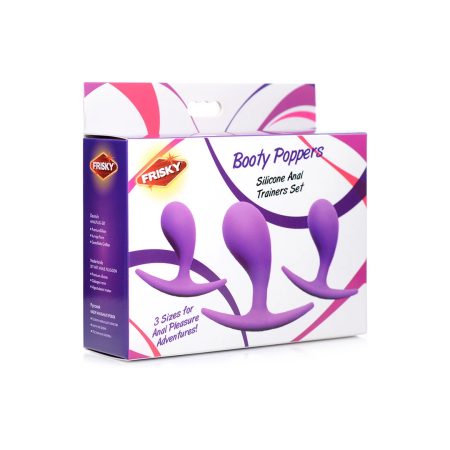 XR Brands Booty Poppers Silicone Training Set 3 Sizes Black