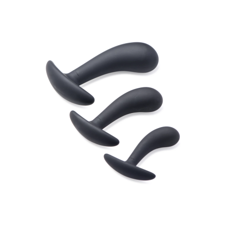 Dark Delights 3-Piece Silicone Curved Anal Trainer Set - Black