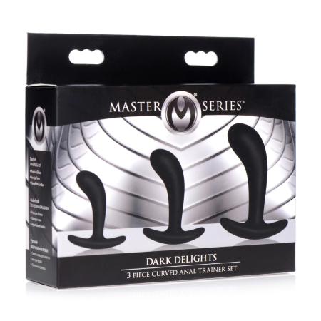 Dark Delights 3-Piece Silicone Curved Anal Trainer Set - Black