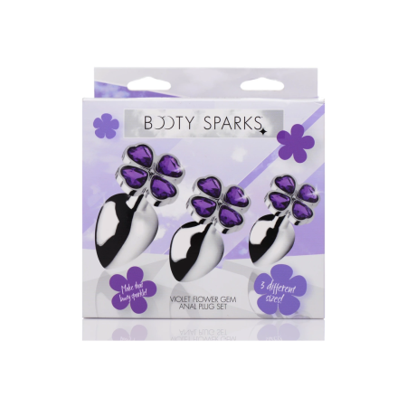 XR Brands Violet Flower Intimate Plug Set 3-Piece Aluminium Purple