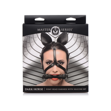 Dark Horse Pony Head Harness Silicone Bit Adjustable Vegan Black