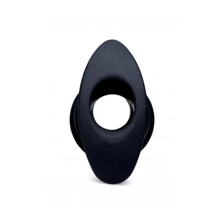 XR Brands HIVE Tunnel Plug Medium Silicone Ribbed Hollow Black