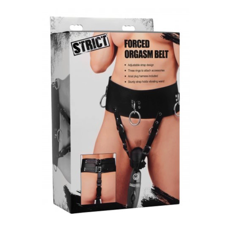 XR Brands Forced Wand Holder Belt - Adjustable Harness System Black