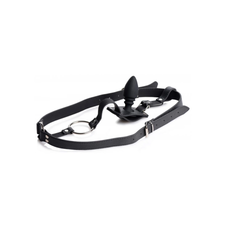 XR Brands Master Series Adjustable Harness with Silicone Plug Black