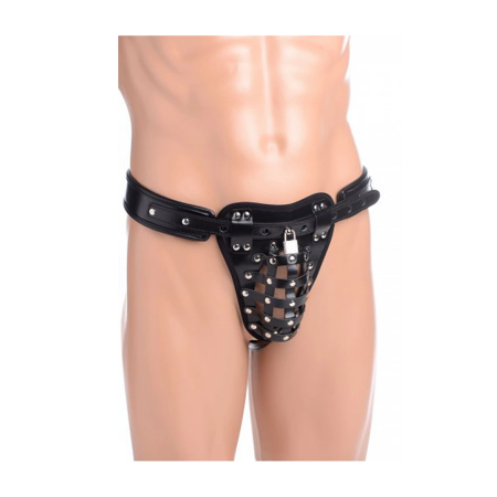 STRICT Safety Net Adjustable Male Chastity Belt Black Synthetic Leather