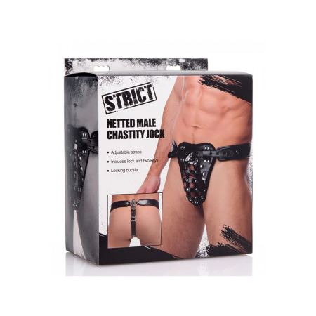 STRICT Safety Net Adjustable Male Chastity Belt Black Synthetic Leather