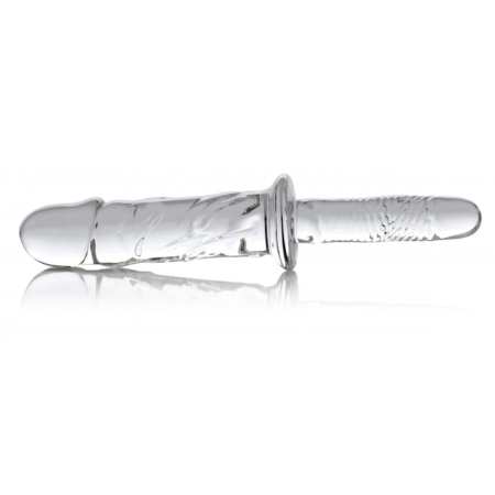 XR Brands Brutus Glass Rod Thruster - Textured Intimate Device Clear