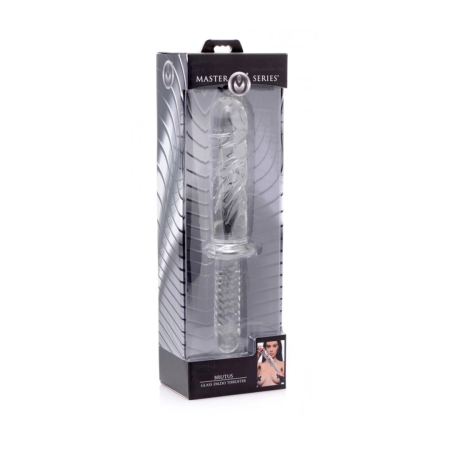 XR Brands Brutus Glass Rod Thruster - Textured Intimate Device Clear