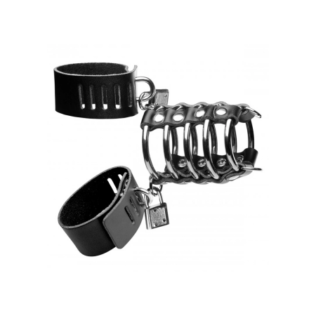 XR Brands Gates of Hell Adjustable Chastity System with Leather Straps