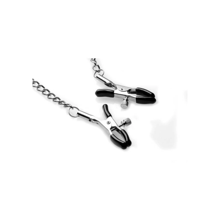 Master Series Silicone Ball Gag & Adjustable Nipple Clamp System Black