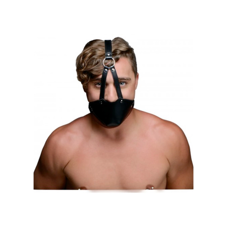 Master Series Ball Gag Adjustable Head Harness - Black, Removable Gag