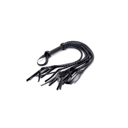 Master Series Braided Flogger PU Leather Black 34in Long Handle