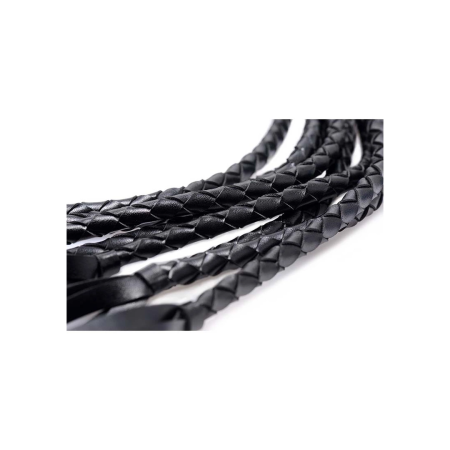 Master Series Braided Flogger PU Leather Black 34in Long Handle