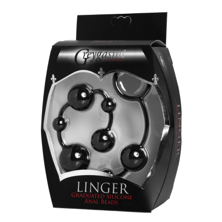 XR Brands Linger Graduated Silicone Flexible Anal Beads 30 cm Black