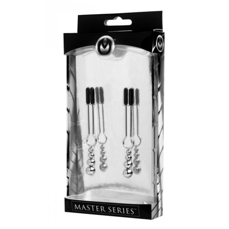 XR Brands Master Series Decorative Nipple Clamp Set with Triple Beads