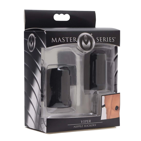 XR Brands Viper Nipple Suction Cups Black TPE 1.5" Compact Design