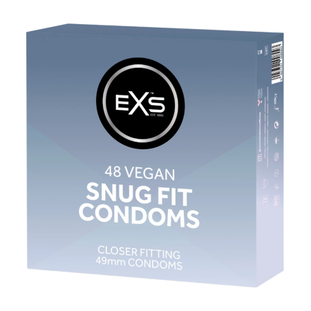EXS Snug Fit 49mm Premium Latex Condoms 48-Pack Retail Box
