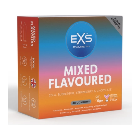 EXS Mixed Flavours Latex Condoms 48-Pack - Variety Aromatic Selection