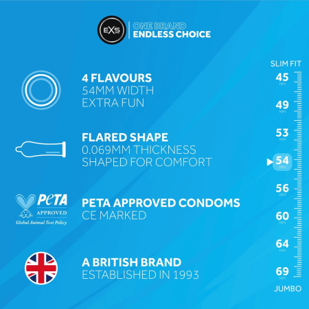 EXS Mixed Flavours Latex Condoms 48-Pack - Variety Aromatic Selection