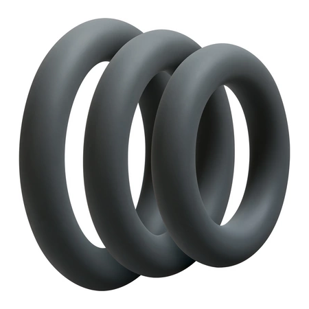 Doc Johnson OptiMALE Silicone Ring Set 3 Sizes Black/Slate