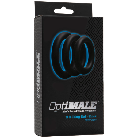 Doc Johnson OptiMALE Silicone Thick Ring Set 3 Sizes Black/Slate