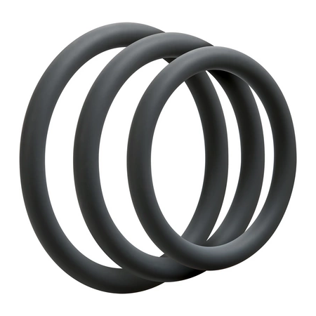 Doc Johnson OptiMALE Thin Silicone Ring Set 3 Sizes Black/Slate