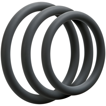 Doc Johnson OptiMALE Thin Silicone Ring Set 3 Sizes Black/Slate