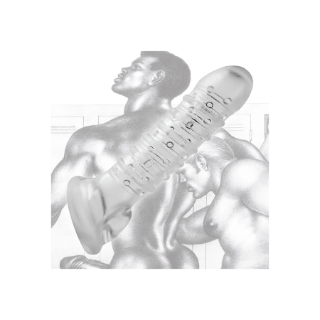Tom of Finland Textured Extension Sleeve Silicone Black 16cm