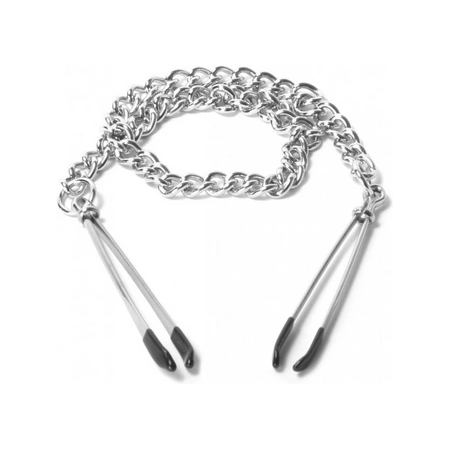 Reign Adjustable Tweezer-Style Nipple Clamps with Chain - Black Finish