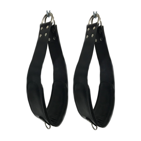 BDSM Leather Support Loops 60cm - Padded, Adjustable, Black, Metal D-Rings