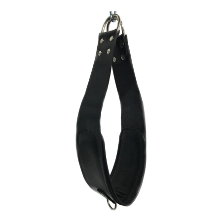 BDSM Leather Support Loops 60cm - Padded, Adjustable, Black, Metal D-Rings