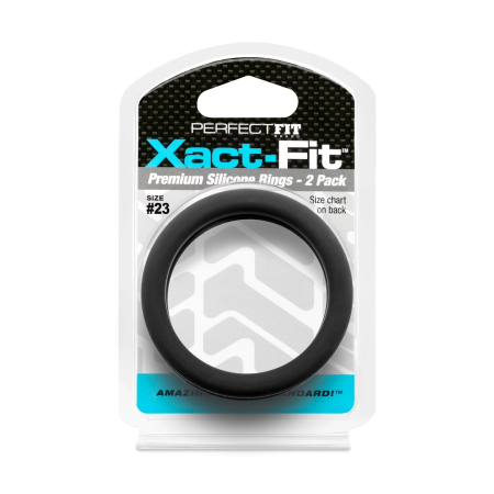 Perfect Fit Xact-Fit #23 Comfort Ring 2-Pack, Ultra-Soft Silicone, Black