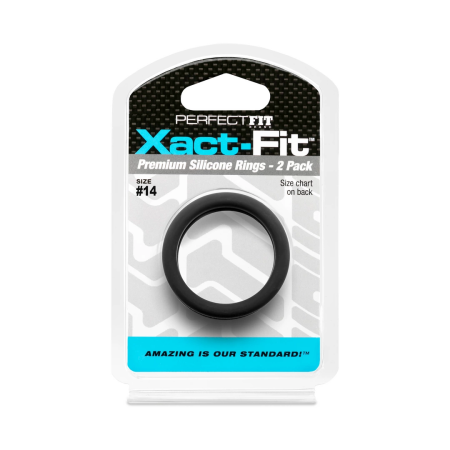 Perfect Fit Xact-Fit Ring Set #14, 2-Pack, Flexible Silicone, Black