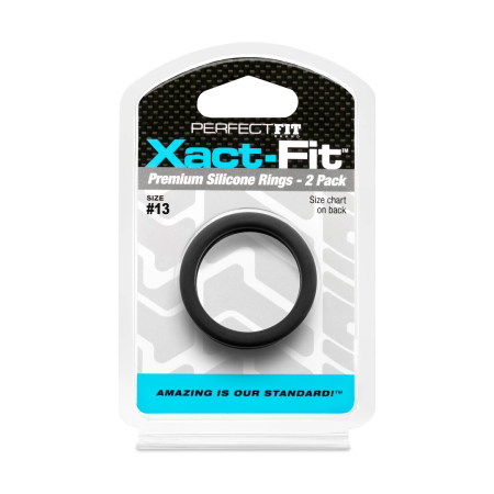 Perfect Fit Xact-Fit #13 Precision Ring Set, 2-Pack, Soft Black Silicone