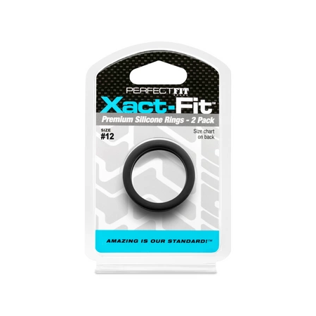Perfect Fit Xact-Fit #12 Silicone Ring Set 2-Pack, Black, 2.2 cm ID