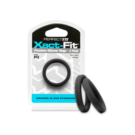 Perfect Fit Xact-Fit #12 Silicone Ring Set 2-Pack, Black, 2.2 cm ID