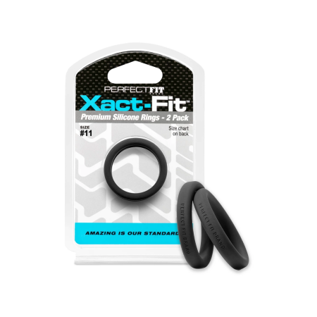 Perfect Fit Xact-Fit #11 Adjustable Silicone Ring 2-Pack Black