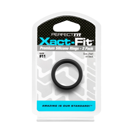 Perfect Fit Xact-Fit #11 Adjustable Silicone Ring 2-Pack Black