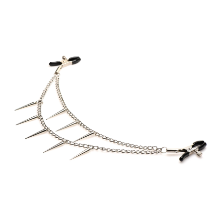 Daggers Adjustable Double Chain Nipple Clamps with Spiked Metal Chains