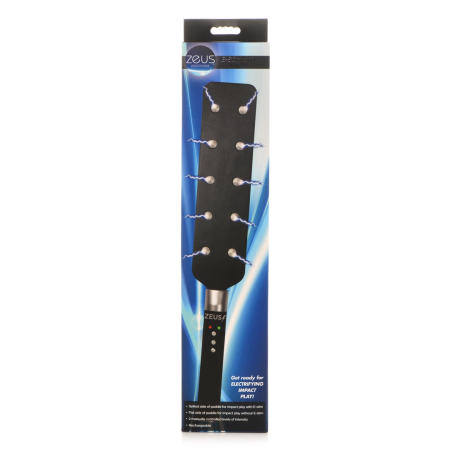 E-Stim Spiked Paddle Black - Electro Conductive Impact Tool, PU Leather