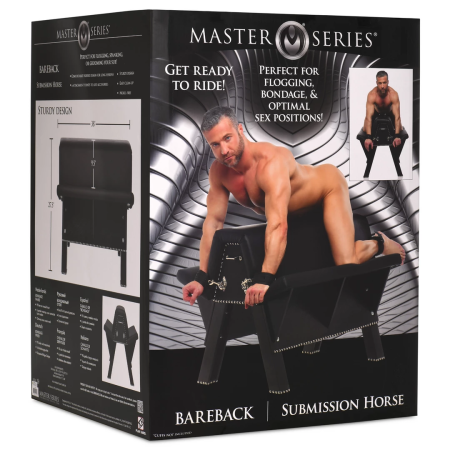Bareback Submission Horse Black - Classic Restraint Bench, Vegan Leather