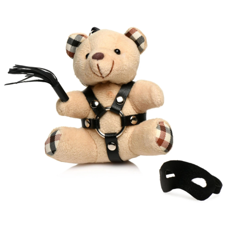 Trinity Vibes Shibari-Inspired Teddy Bear Keychain, Burnt Orange, 10cm