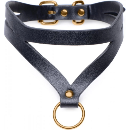 XR Brands Bondage Baddie Adjustable Collar with O-Ring - Black