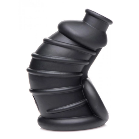Dark Chamber Silicone Chastity Cage Flexible Anatomical Black
