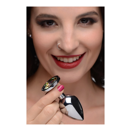 XR Brands Rainbow Prism Aluminum Plug Medium with Multicolor Gem