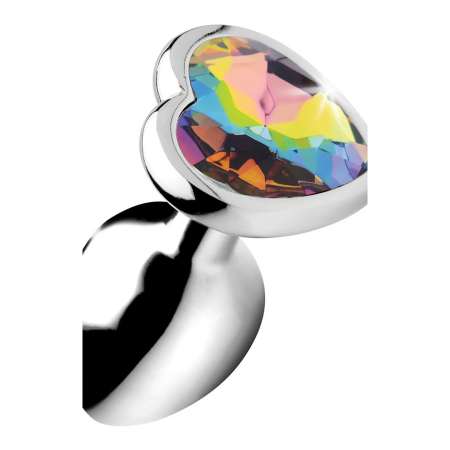 Rainbow Prism Heart Gem Aluminium Plug Small - Nickel-Free, Multicolor