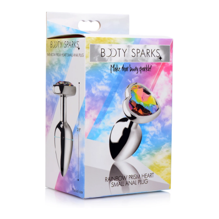 Rainbow Prism Heart Gem Aluminium Plug Small - Nickel-Free, Multicolor