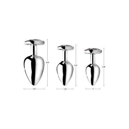 Rainbow Prism Heart Aluminum Plug Medium - Colorful Jewel Base