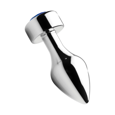 Satisfyer Blue Gemstone Aluminum Intimate Plug Medium Weighted Base